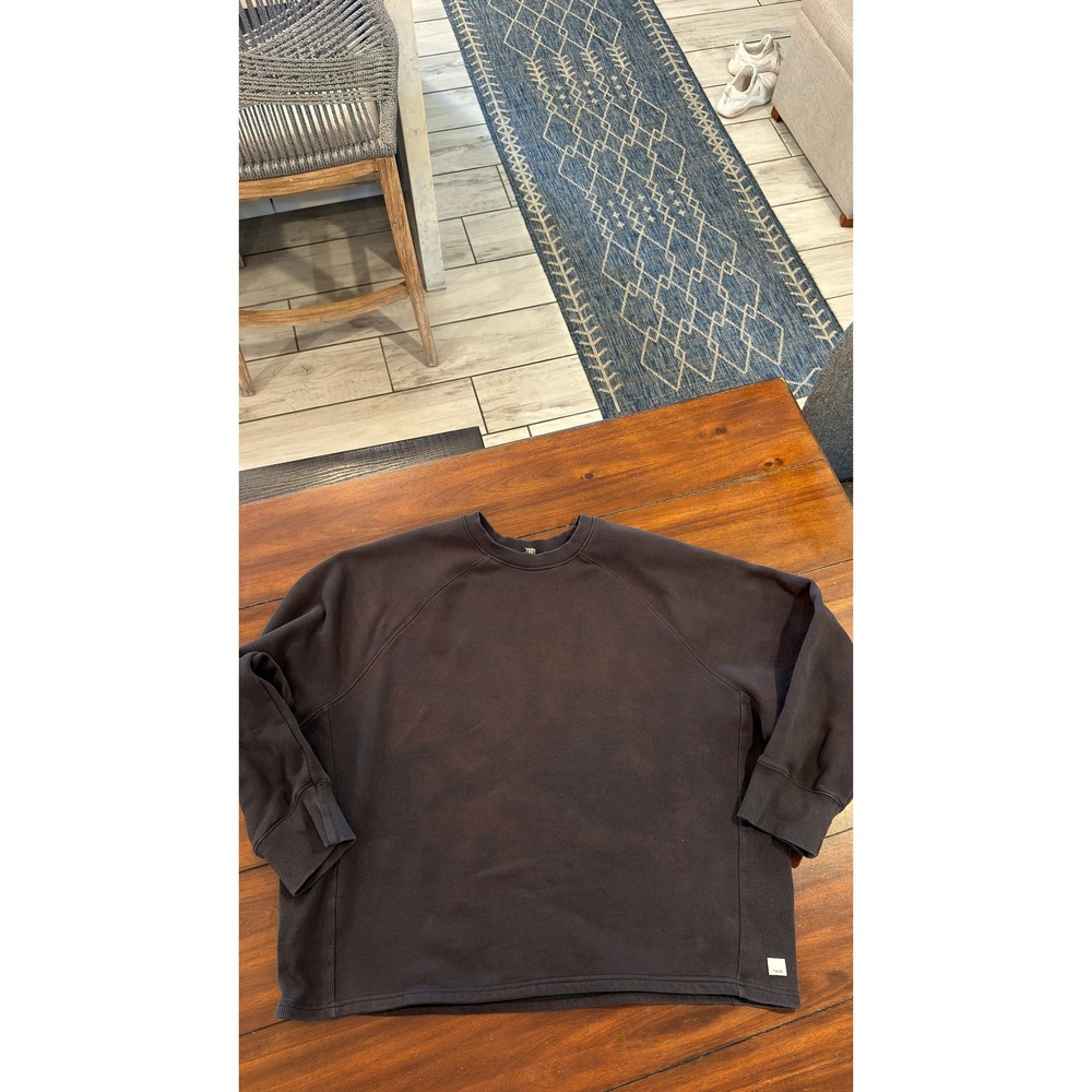 Vuori Restore Crewneck Sweatshirt Washed Black Organic Cotton Fleece Large VW265